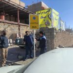 نصب و جانمایی تابلوها و خط کشی  ایستگاههای اتوبوس خیابان حافظ (مهرشهر)